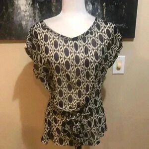 BANANA REPUBLIC Sheer Circle Geo Print Sleeveless Top Size L